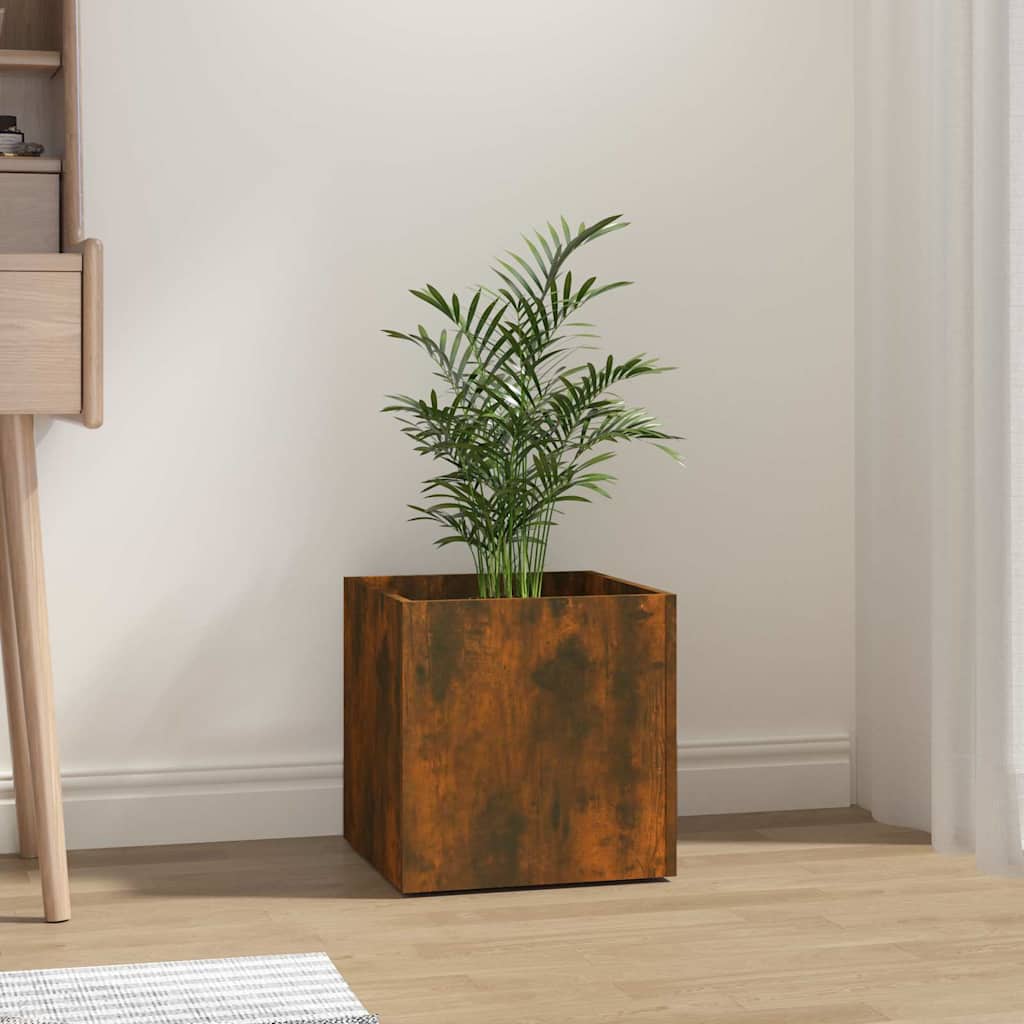 Jardinera Roble Ahumado 40x40x40 Cm Madera De Ingeniería_1