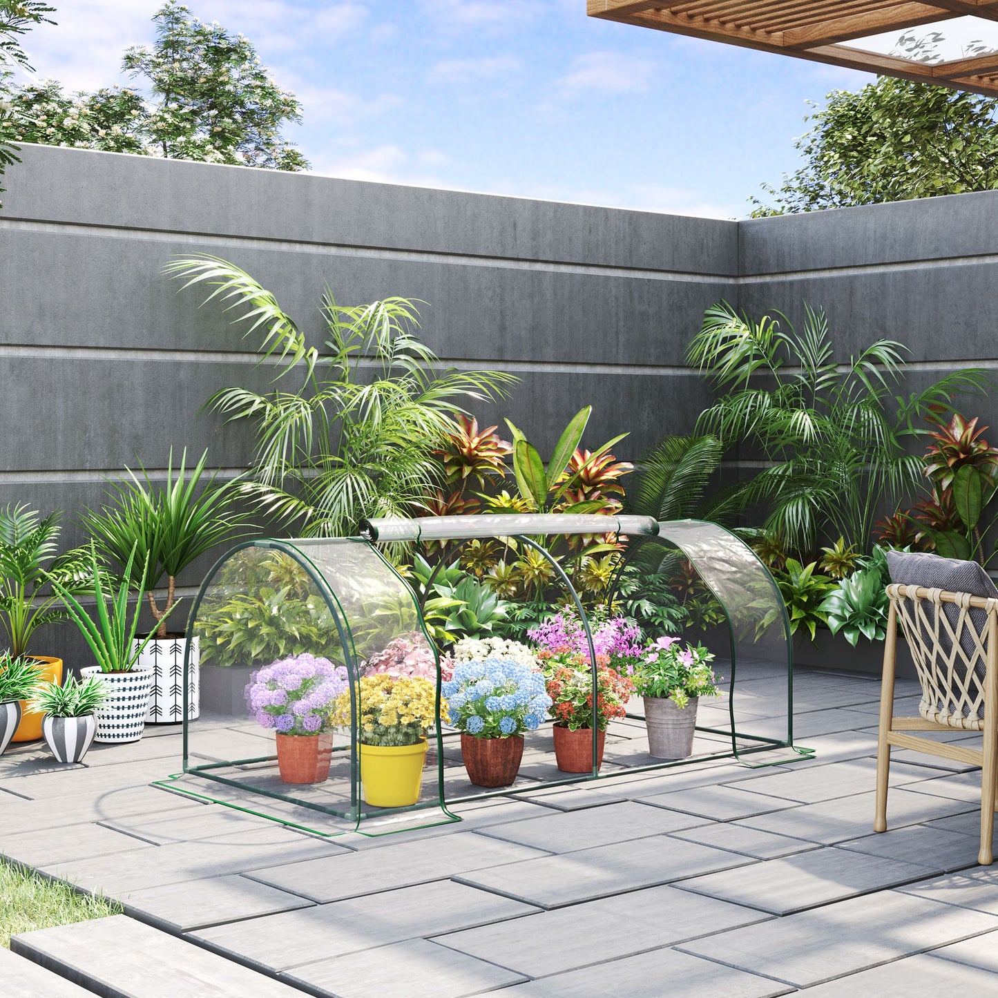 Outsunny Invernadero Caseta 200x100x80 Cm Para Jardín Terraza Cultivo De Plantas_1