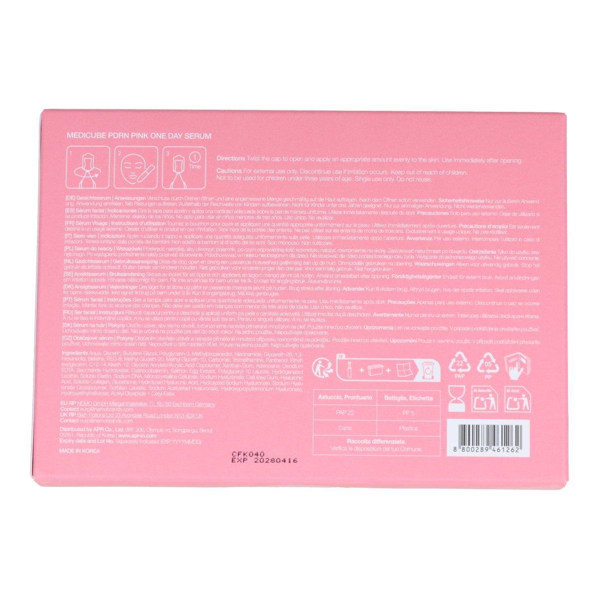 Set de sérums PDRN Pink One Day Serum Set Medicube 10 uds 15 ml
