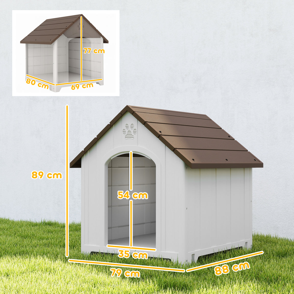 Pawhut Caseta Para Perros Grandes Exterior De Plástico Impermeable Marrón Oscuro_2