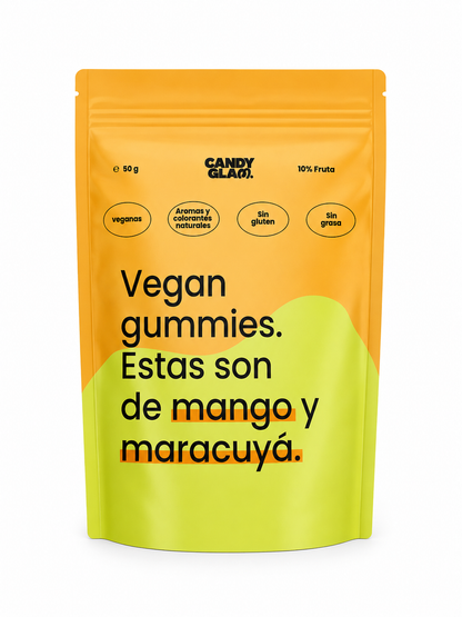 Gummies Veganas Sabor Mango Y Maracuyá Pack 5 Bolsas - Snack Dulce Natural Sin Gluten_0