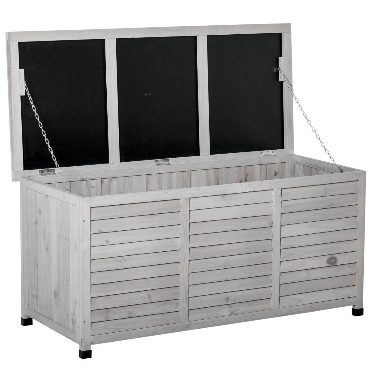 Outsunny Baúl De Almacenaje Exterior 284l Impermeable Con Tapa Abrible Gris_0
