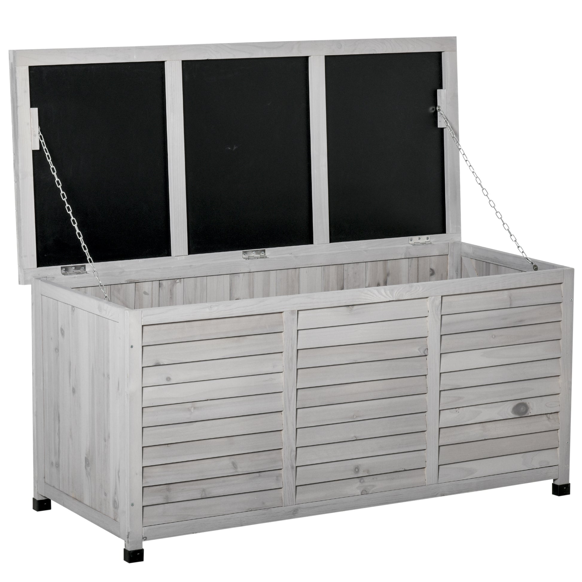 Outsunny Baúl De Almacenaje Exterior 284l Impermeable Con Tapa Abrible Gris_0