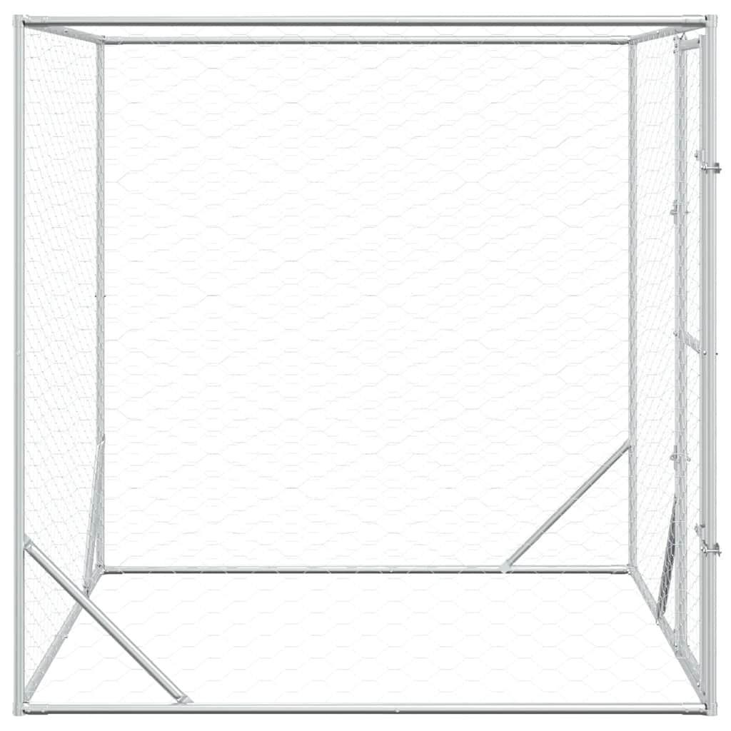 Perrera De Exterior Acero Galvanizado Plateado 2x2x2 M_4