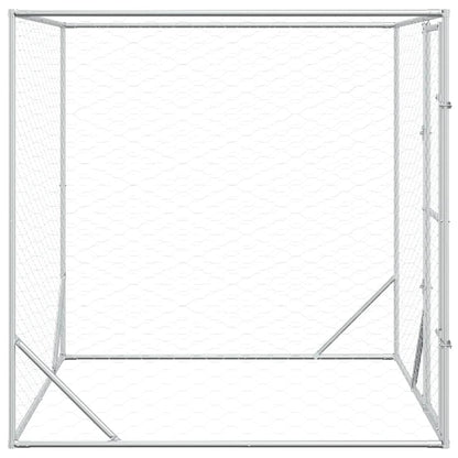Perrera De Exterior Acero Galvanizado Plateado 2x2x2 M_4