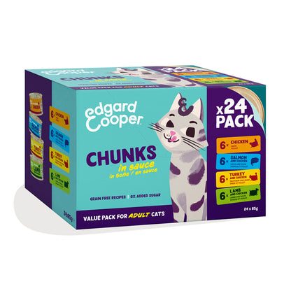 Multipack 24 x 85 g Trocitos en salsa Comida Húmeda Edgard &amp; Cooper