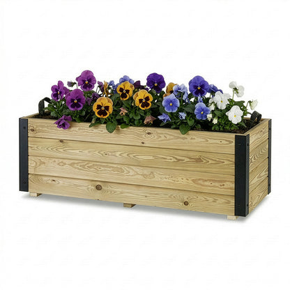 Jardinera Exterior De Madera Con Refuerzo De Aluminio Ghio Al Hortalia 110x45x40 Cm_0