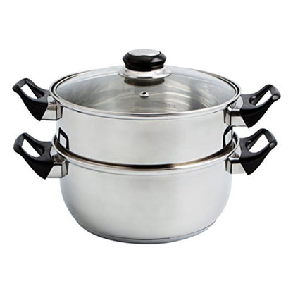 Cacerola Vapor Inoxidable Tapa Vidrio 22 Cm_0