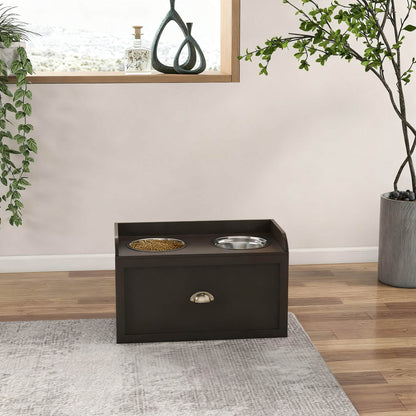 Pawhut Comedero Elevado Para Perros Grandes Con 2 Tazones 60x30x36 Cm Marrón_1