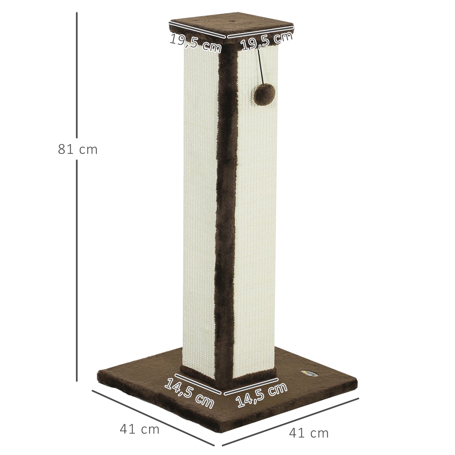 Pawhut Poste Rascador Para Gatos Altura 81 Cm Con Poste De Yute Y Bola Colgante_2