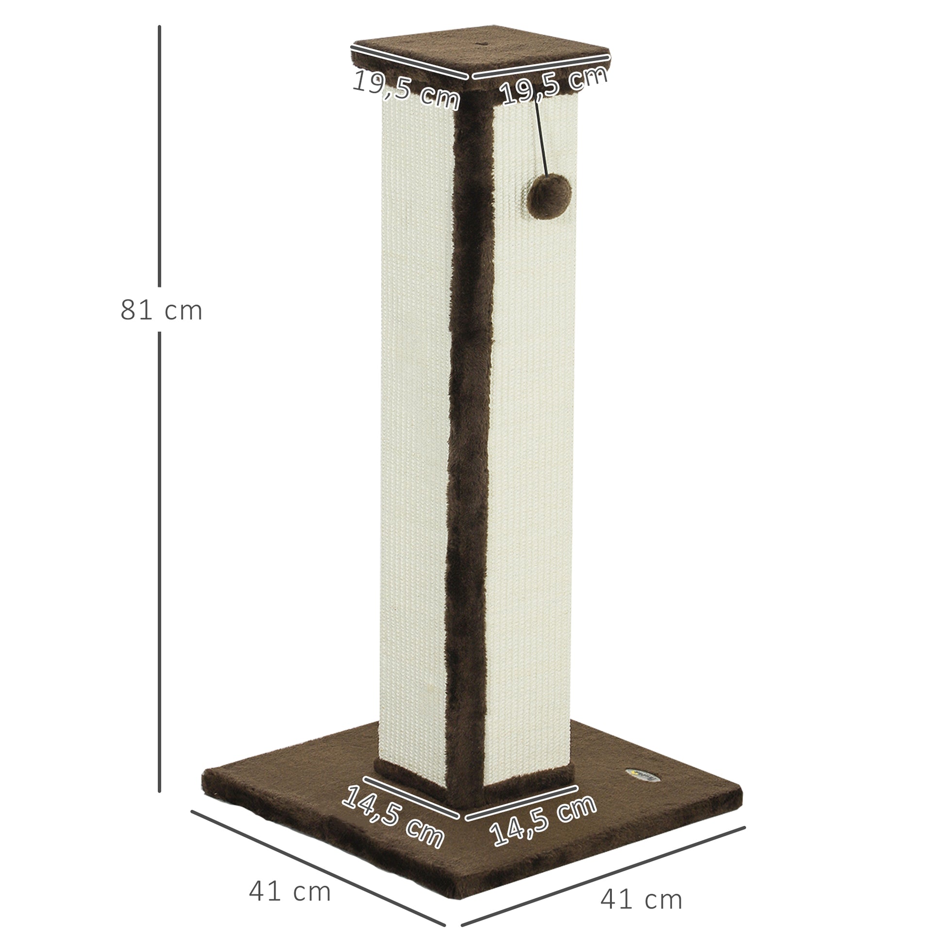 Pawhut Poste Rascador Para Gatos Altura 81 Cm Con Poste De Yute Y Bola Colgante_2