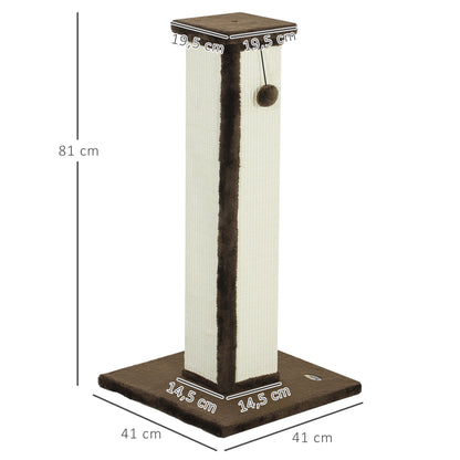 Pawhut Poste Rascador Para Gatos Altura 81 Cm Con Poste De Yute Y Bola Colgante_2