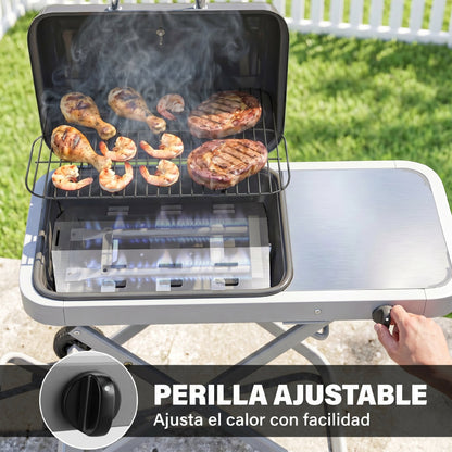 Outsunny Barbacoa De Gas Plegable Con Quemador 2,5 Kw Con Ruedas Mesa Lateral_5