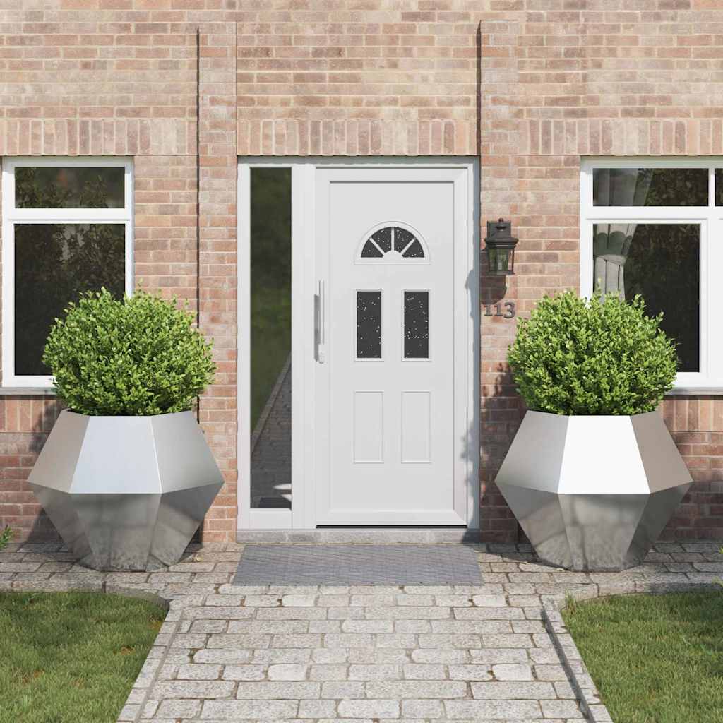Jardinera 2 Pcs Plateado 100 X 100 X 80 Cm Acero Inoxidable_1
