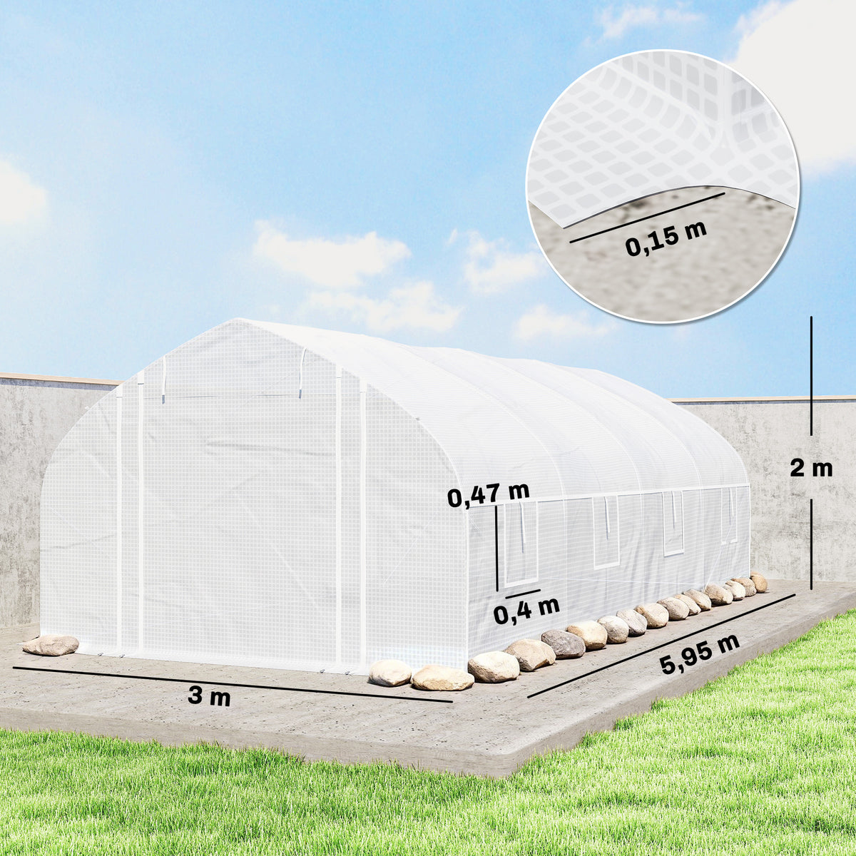 Outsunny Invernadero De Exterior 6x3x2 M Con Cubierta De Pe Anti-uv Blanco_2