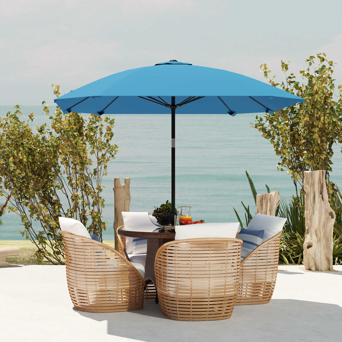 Outsunny Sombrilla De Terraza Exterior 233x233 Cm Con Ángulo Ajustable Azul_3
