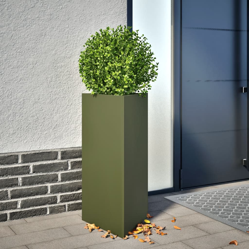 Jardinera Triangular Acero Verde Oliva 40x34,5x75 Cm_1