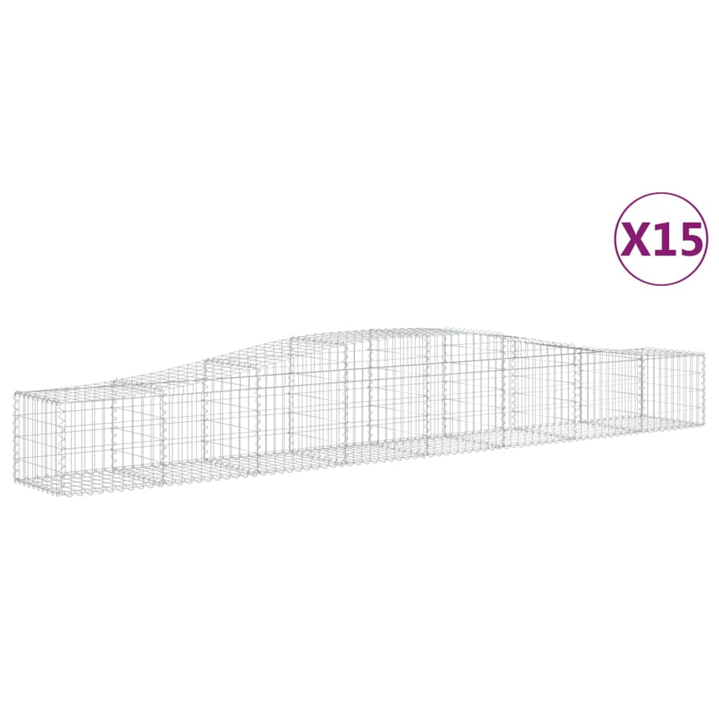 Cestas De Gaviones 15 Uds Forma De Arco Hierro 400x50x40/60 Cm_0