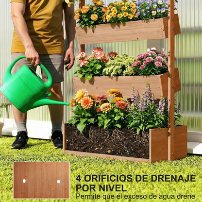 Jardinera Outsunny Madera De Abeto Marrón 85x45x140 Cm_5