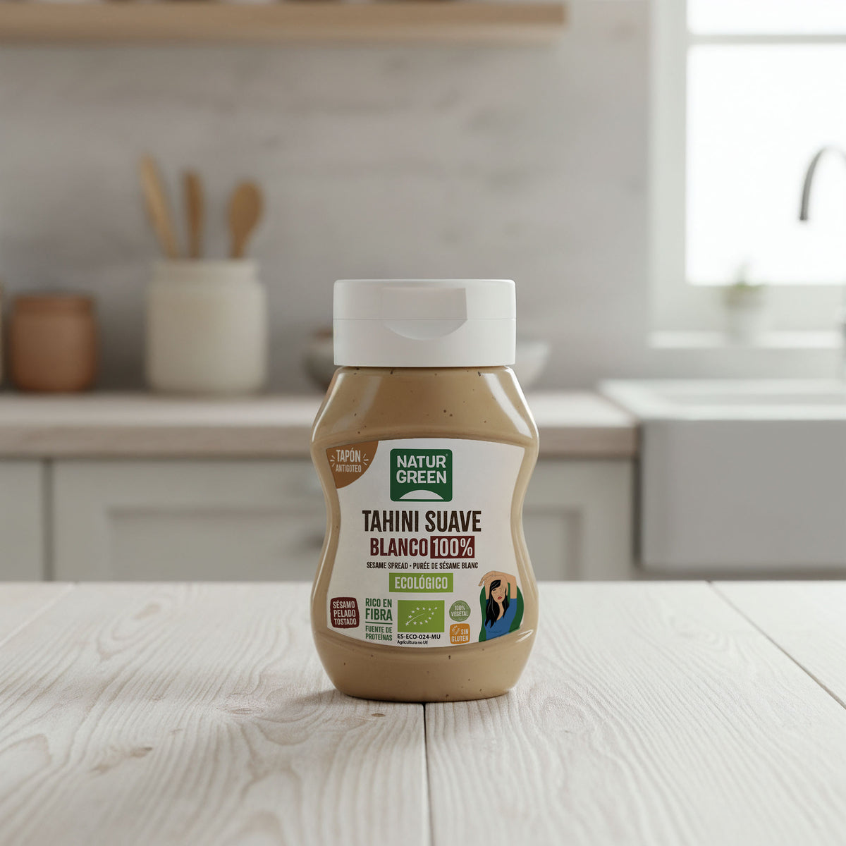 Tahini Suave Blanco Antigoteo Bio NaturGreen 270 g