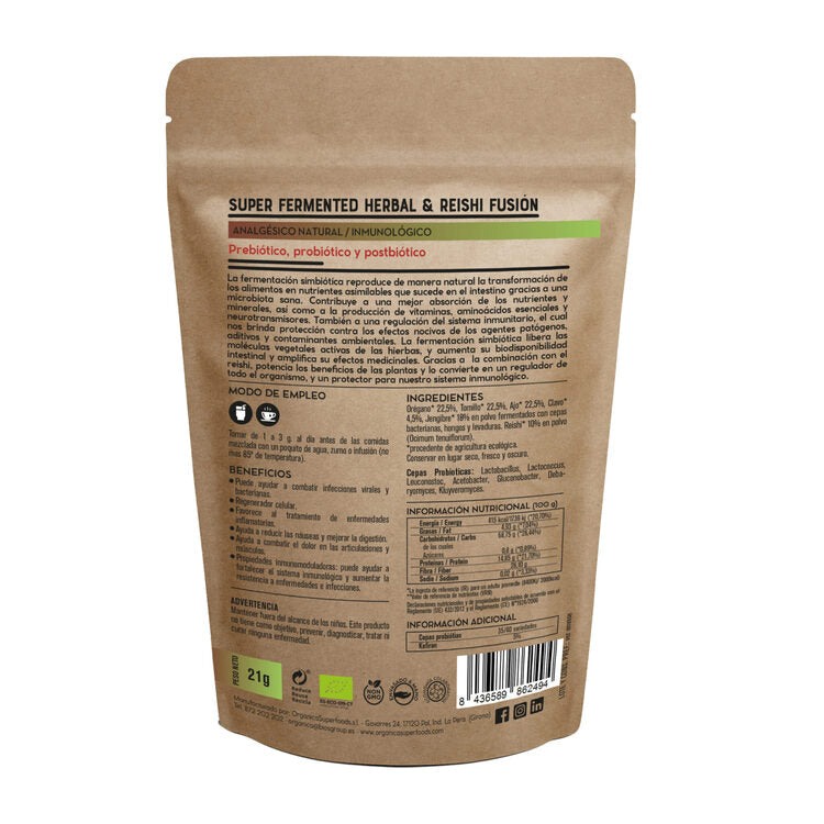 Herbal & Reishi Fusion Fermentados Bio -con Prebióticos, Probióticos, Postbióticos- 90g - Orgánica Superfoods_1