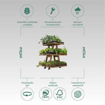 Estantería Expositor De Madera Para Plantas Grow Hortalia_3