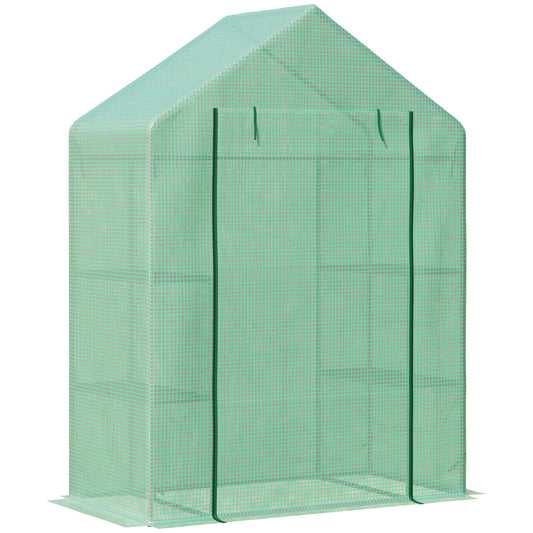 Outsunny Invernadero De Jardín 141x72x191 Cm Vivero Casero Con 4 Estantes Verde_0