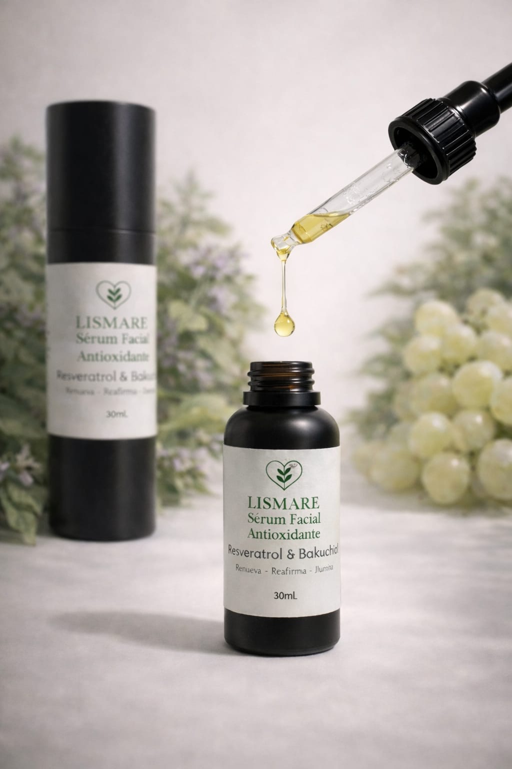 Pack facial antioxidante – Sérum Resveratrol y Bakuchiol + jabón sólido de uva – Cosmética natural – Lismare_5