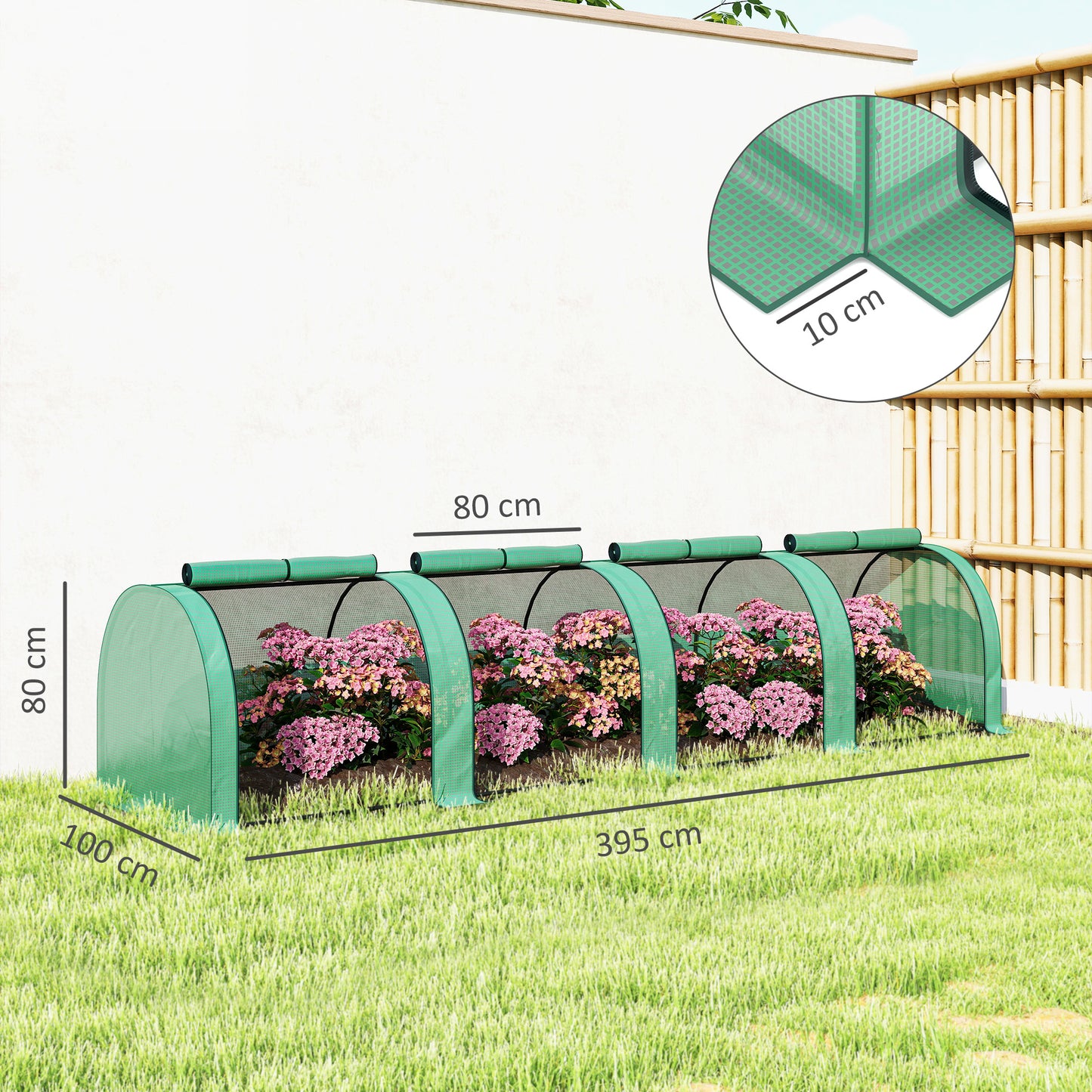 Outsunny Invernadero Con 4 Ventanas Estructura De Acero Y Pe 400x100x80 Cm Verde_2