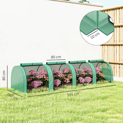 Outsunny Invernadero Con 4 Ventanas Estructura De Acero Y Pe 400x100x80 Cm Verde_2