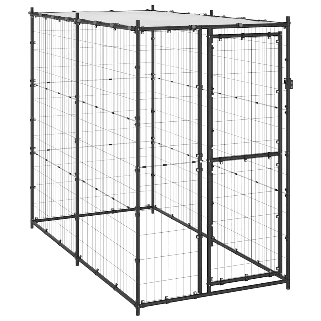 Perrera De Exterior De Acero Con Techo 110x220x180 Cm_1