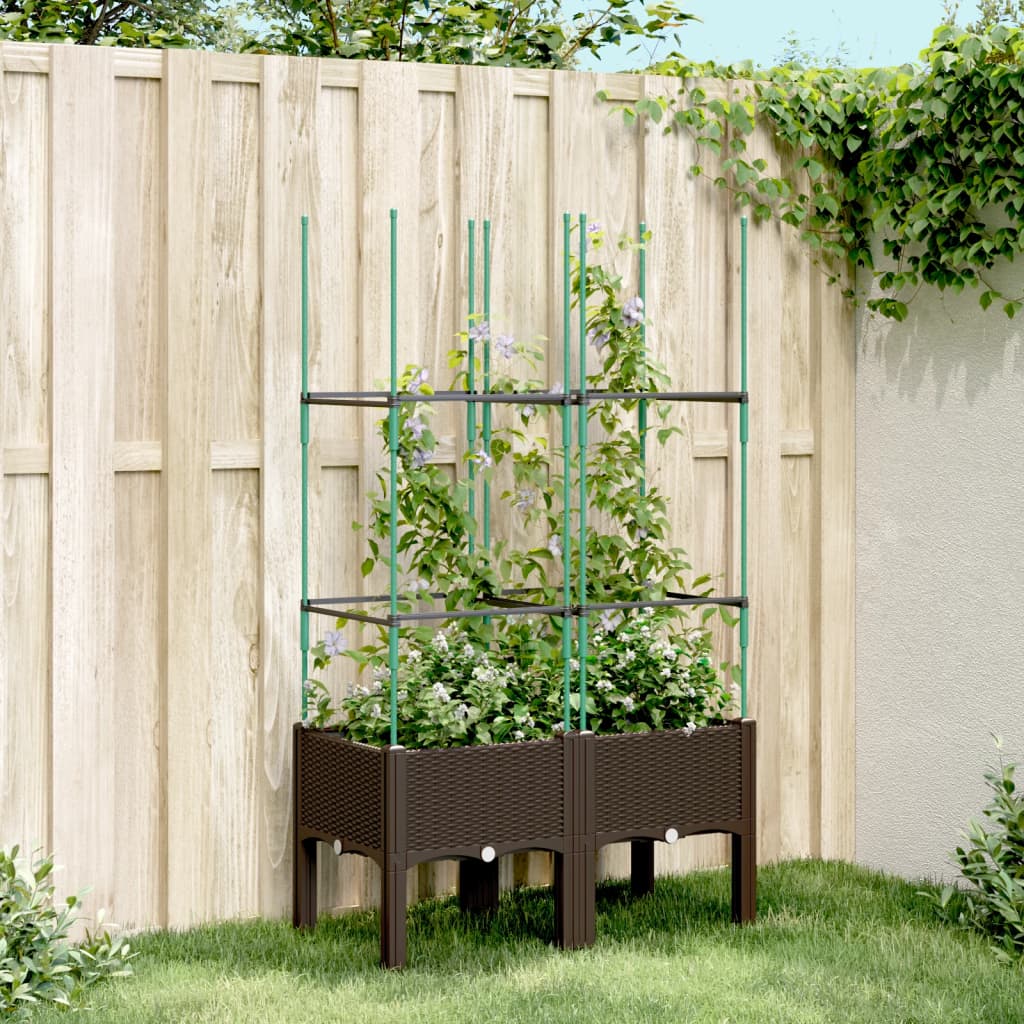 Jardinera Con Enrejado Pp Marrón 80x40x142,5 Cm_1