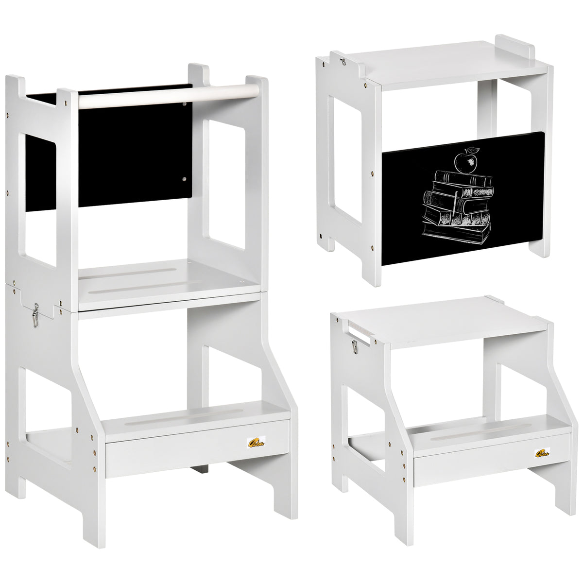 Homcom Torre De Aprendizaje 2 En 1 Con Pizarra 42x44x86 Cm Gris_0
