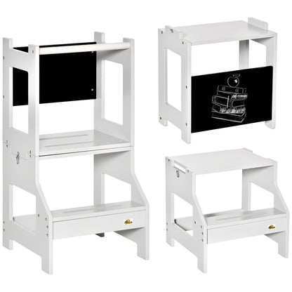 Homcom Torre De Aprendizaje 2 En 1 Con Pizarra 42x44x86 Cm Gris_0