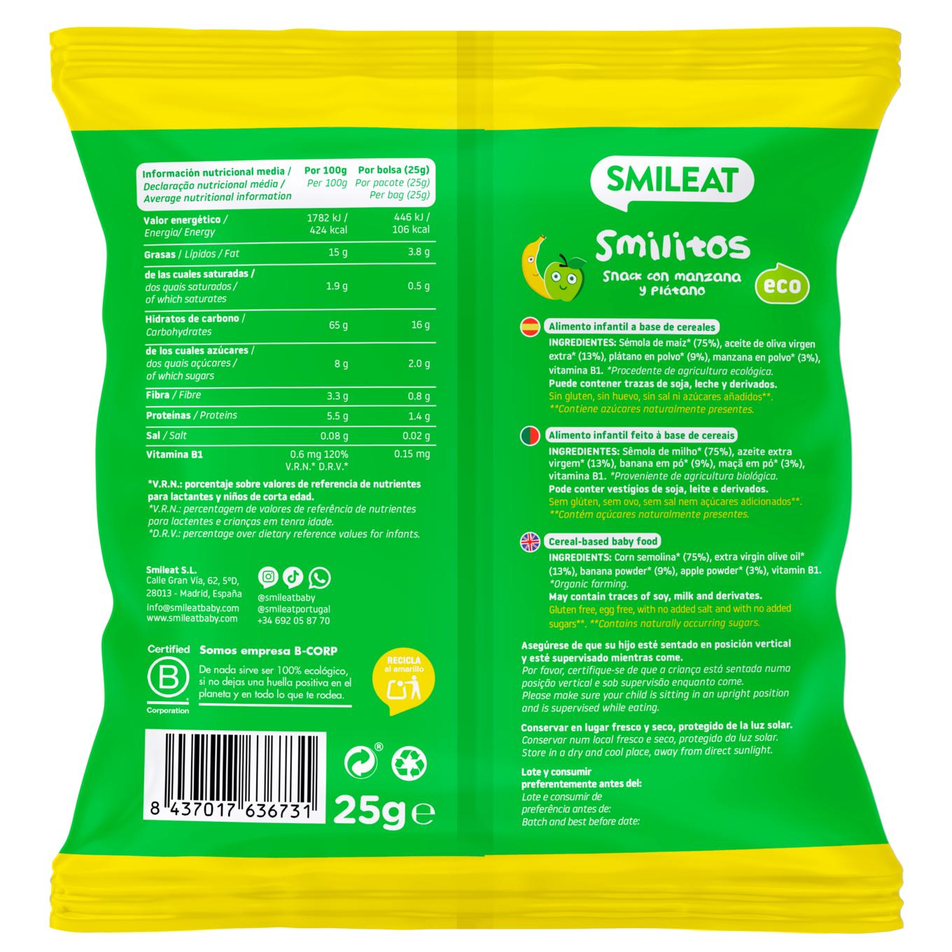 Pack 12x Mix Smilitos Gusanitos ECO Smileat 25gr