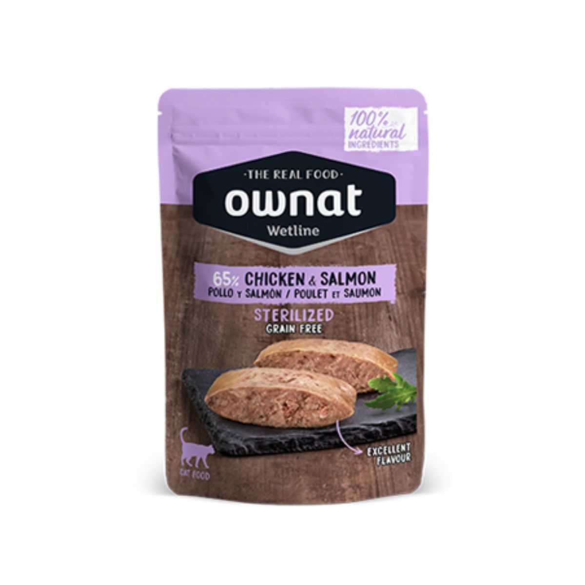 Ownat Wetline Pollo y Salmón Grain Free gatos esterilizados 85 g
