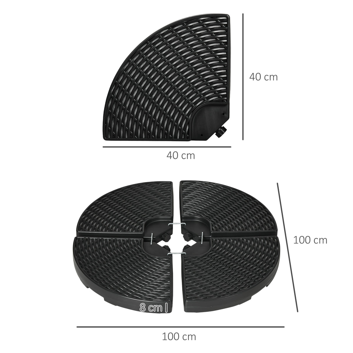 Outsunny Base Para Sombrilla De 4 Piezas Rellenable Con Arena 68 Kg O Agua 52 L_2