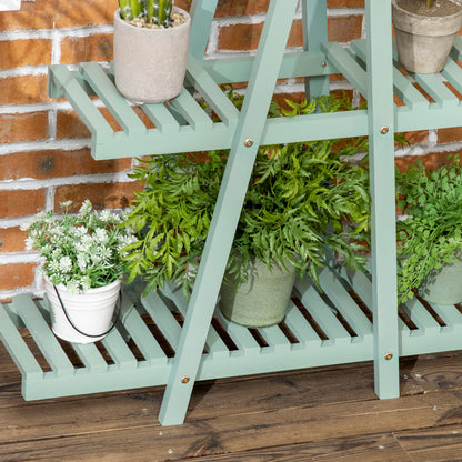 Outsunny Soporte De Madera Para Plantas 3 Niveles Interior Exterior 76x26x76 Cm_3