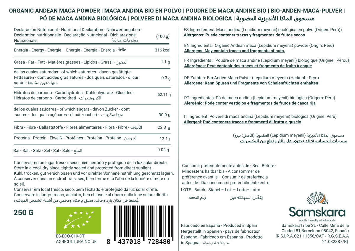 Maca En Polvo Bio - 250g | Superalimento Ecológico Vegano Para Batidos, Smoothies Y Zumos, Sin Azúcares Añadidos_1