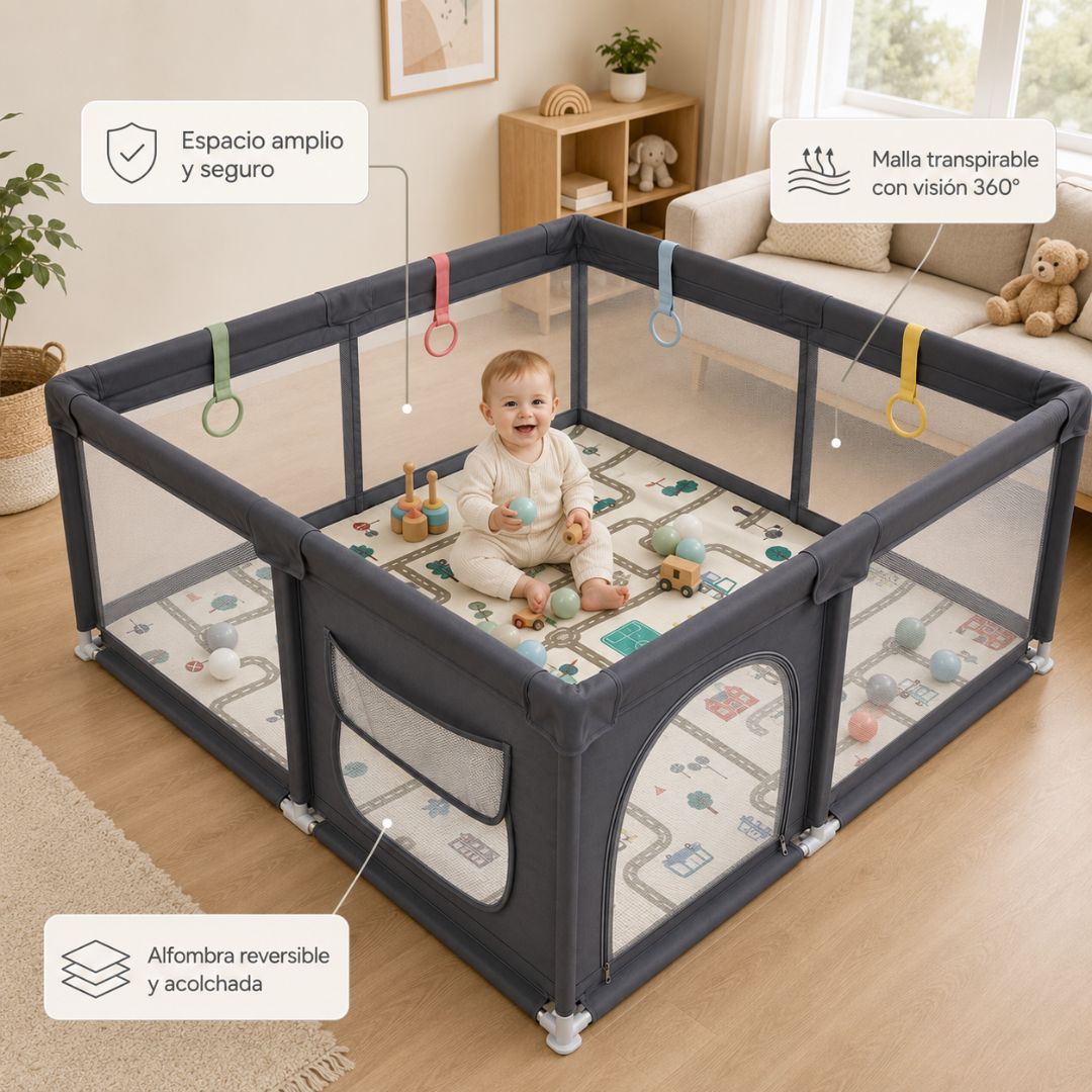 Parque Infantil Para Bebés Con Alfombra Reversible, Pelotas De Piscina De Bolas, Bolsa De Transporte Bathby_2