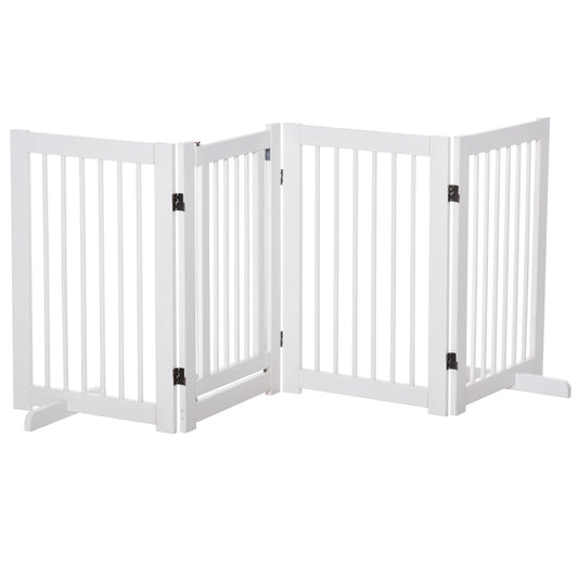 Pawhut Barrera De Seguridad Para Perros Plegable De Madera Con Soporte De Pie_0