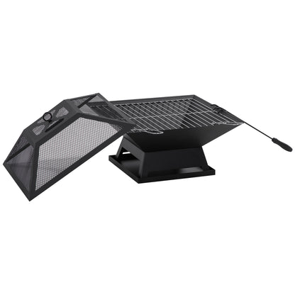 Brasero Exterior Outsunny Acero Negro 45x45x34 Cm_0
