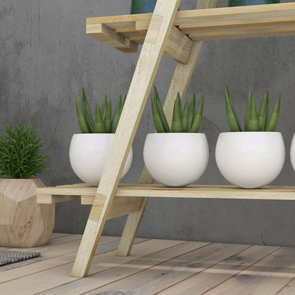 Outsunny Estantería Para Plantas De Madera Con Marco En A 100x36x112 Cm Natural_3