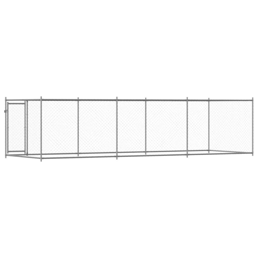 Jaula De Perros Con Puerta Acero Galvanizado Gris 6x2x1,5 M_5