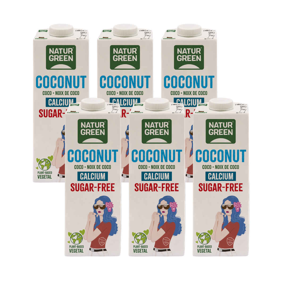 Pack 6 uds Bebida vegetal Coconut sin azúcar calcio NaturGreen 1 litro