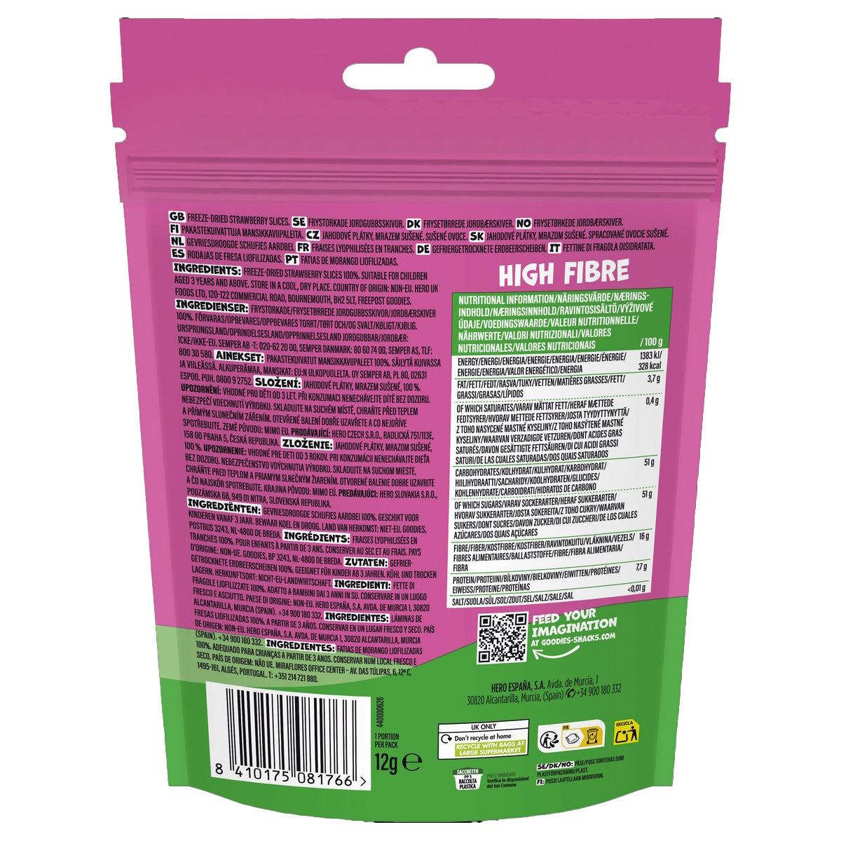 Snacks Goodies Strawberry Chips 100% Strawberry HERO 12 g