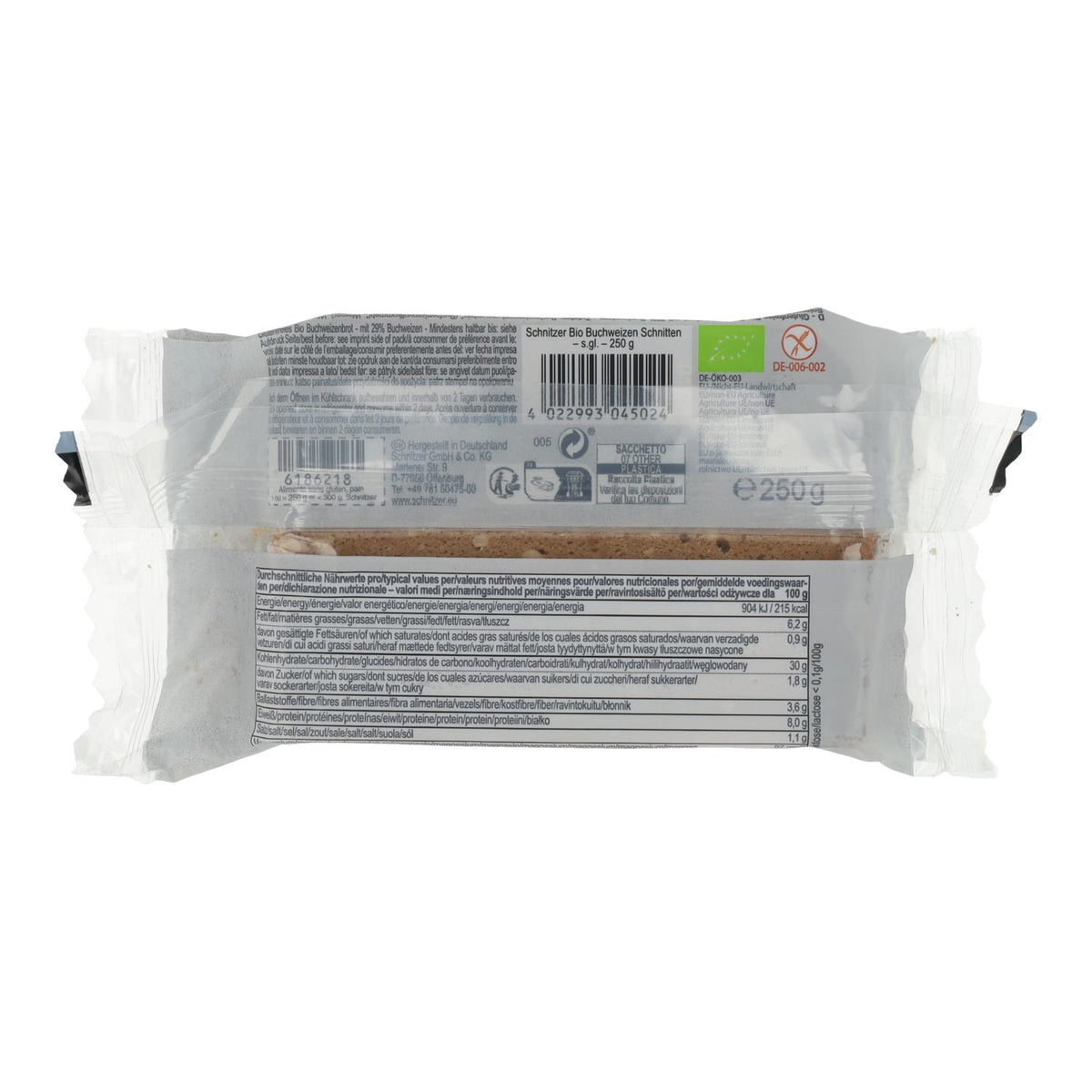 Pan fermentado de trigo sarraceno Ecológico Sin gluten Schnitzer 125 g