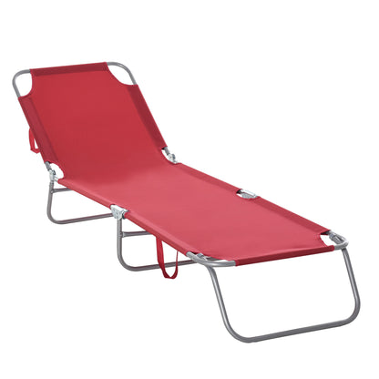 Outsunny Tumbona Plegable Respaldo Ajustable En 5 Niveles 187x55x24 Cm Burdeos_0