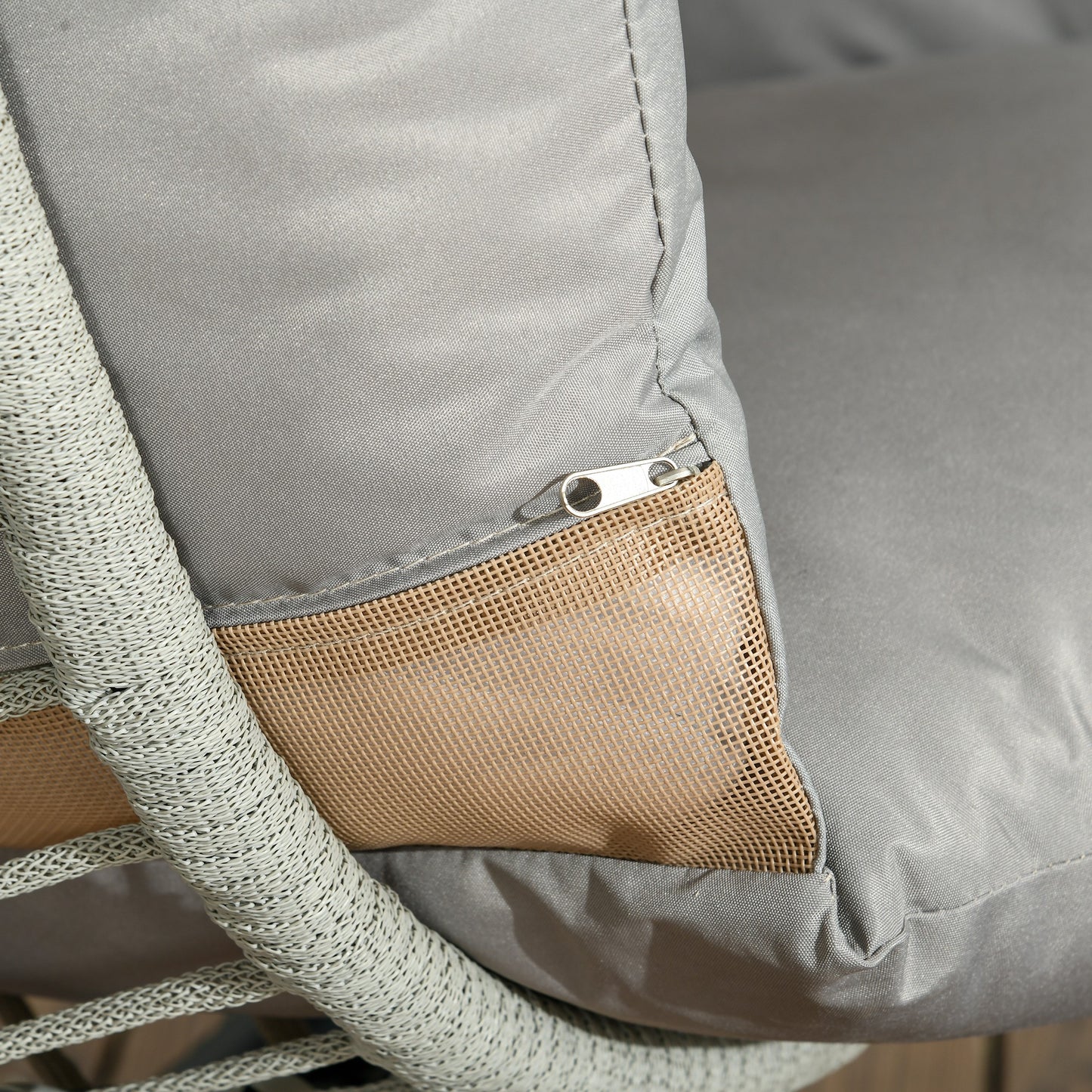 Outsunny Silla Colgante Huevo Con Soporte Cesta Plegable Cojín Gris Y Negro_3