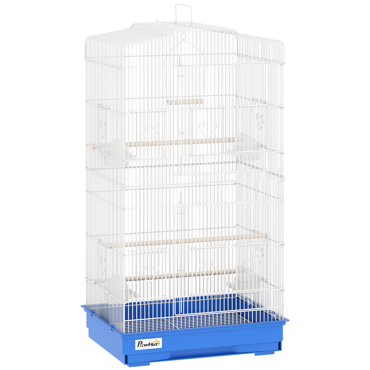 Pawhut Jaula Para Pájaros Con Puertas Comederos Y Bandeja 46,5x35,5x92 Cm Azul_0